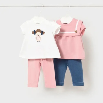 Mayoral Комплект два клина и две тениски в розово и бяло за новородено момиче Mayoral