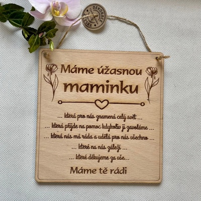 Dekorace z Česka Dřevěná cedulka Úžasná maminka Varianta: Množné číslo