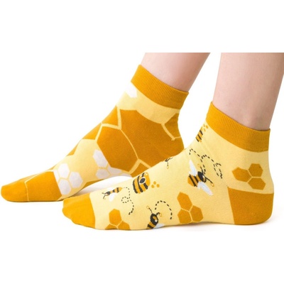 Dámske nerovnaké ponožky Bee Low žltá