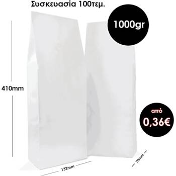 Image 1 of Side Gusset Торба 1 кг с вентил бяла 100 броя