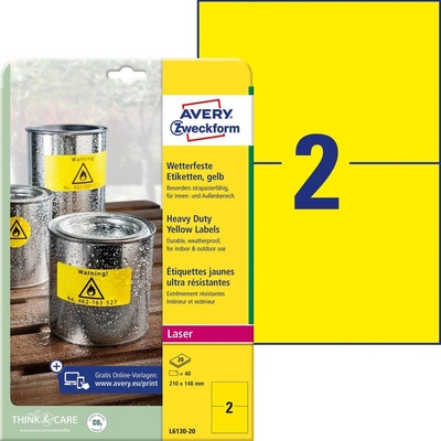 Avery Zweckform L6130-20 Odolné etikety 210x148mm 40 ks žlutá