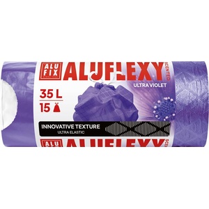 Alufix Торба за боклук, с уплътнителна лента, LDPE, ароматизирана, 35 л, 15 бр. , 53x53 см, 20 , ALUFIX "Алуфлекси", лилава MSZ3515ALUFLEXYVIO (7062)