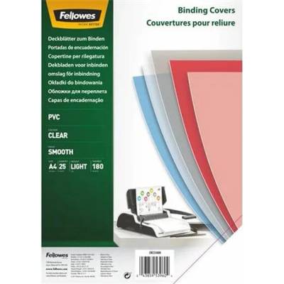 FELLOWES Obal ku špirálovej väzbe, A4, 180 mikron, FELLOWES, priehľadný, 25 ks