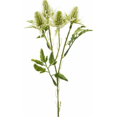 Umělá květina Eryngium bodlák bílo-zelený – 27 cm (stonek 4 hlavičky)