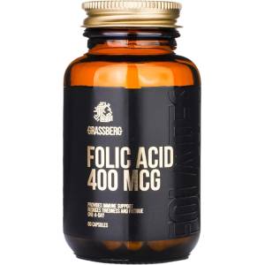 Grassberg Folic Acid, 400 mcg, 60 капсули, Grassberg (7512)