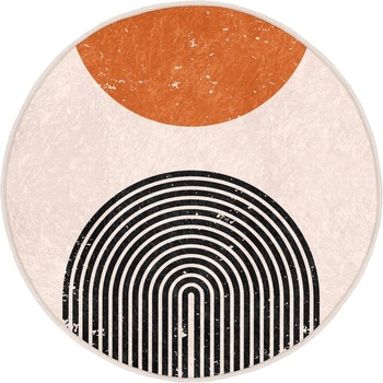 Mila Home Оранжево-кремав кръгъл килим подходящ за пране и за прахосмукачки роботи ø 120 cm Comfort - Mila Home (HaliYuv-Comfort-8187-120x120)
