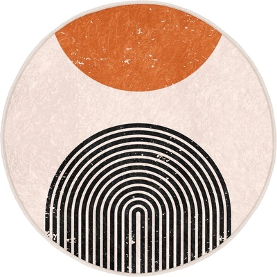 Mila Home Оранжево-кремав кръгъл килим подходящ за пране и за прахосмукачки роботи ø 120 cm Comfort - Mila Home (HaliYuv-Comfort-8187-120x120)
