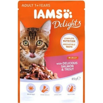 Iams Cat delights salmon & trout in jelly 85 g