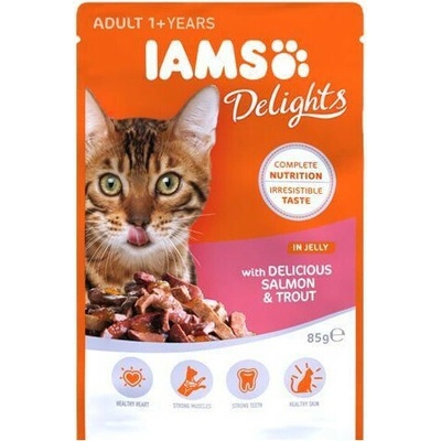 Iams Cat delights salmon & trout in jelly 85 g
