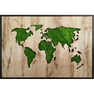 Green Deco Mechový obraz Mapa světa, 70 × 100 cm OB-22668