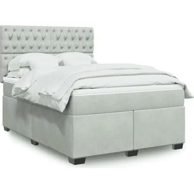vidaXL 11461.3290912 Boxspring postel s matrací světle šedá samet