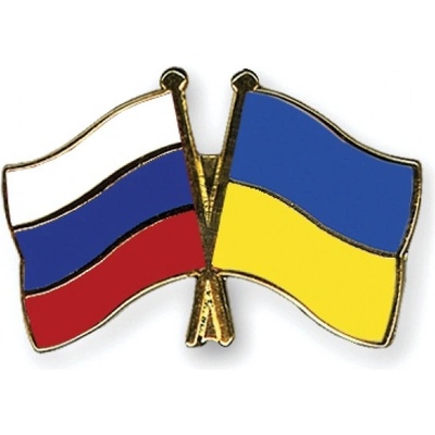 Odznak (pins) 22mm vlajka Rusko + Ukrajina - farebný