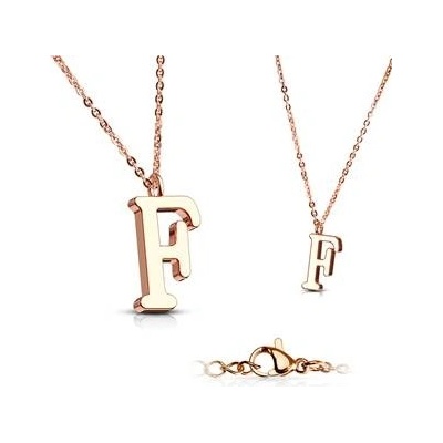 Šperky4U Zlacený ocelový řetízek s přívěškem iniciála OPD0231-F