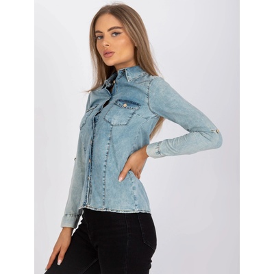 Rue Paris Džínsová košeľa RO-KS-GMK-4009.95 modrá svetlo