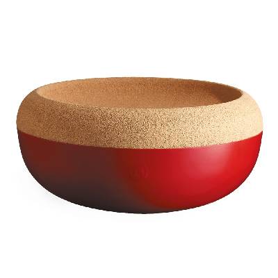 Керамична купа / фруктиера с корков капак Emile Henry Large Storage Bowl 36 см - цвят червен (EH 8765-34)