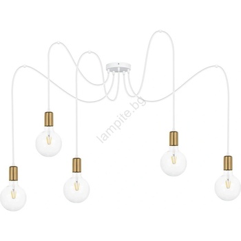 BELIS Пендел MIROS 5xE27/60W/230V паяк бял/златист (BE0786)