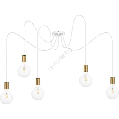 BELIS Пендел MIROS 5xE27/60W/230V паяк бял/златист (BE0786)