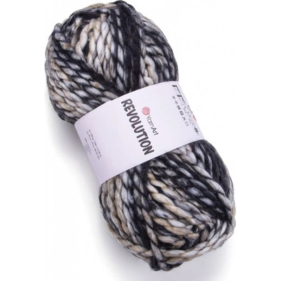 YarnArt pletací příze REVOLUTION 1600 šedo-hnědá, efektní, 150g/75m