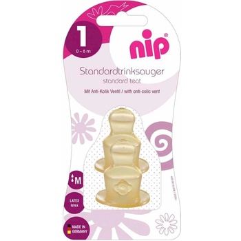 NIP Каучукови биберони NIP - Anti-colic vent, flow M, 0-6 м, 2 броя (4000821330047)