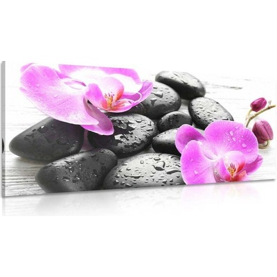 Obraz kouzelná souhra kamenů a orchideje - 100x50