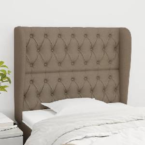 vidaXL Горна табла за легло с уши, таупе, 93x23x118/128 см, плат (3118278)