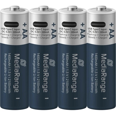 MediaRange nabíjecí USB-C 1400 mAh 4ks MRBAT161 – Sleviste.cz