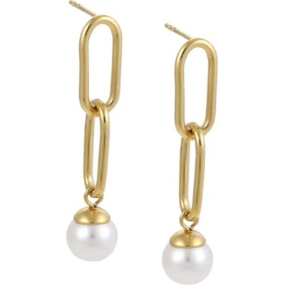 Free Style zlaté náušnice z chirurgické oceli s perlou ESS718