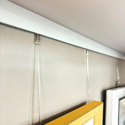 Závěsný systém na obrazy - SET Click Rail bílá 3m (6x perlon 6x MG2)