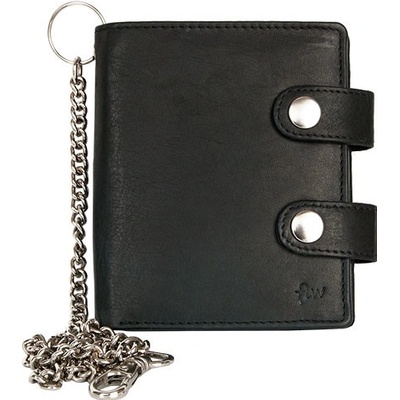 Prostorná kožená motorkářská peněženka s řetězem SLEVA