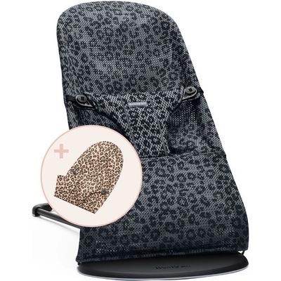 BabyBjörn Bouncer Bliss Anthracite Leopard Mesh s náhradním potahem béžová Leopard Cotton