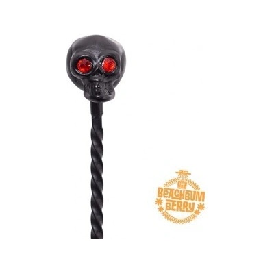 Černá barová lžička Cocktail Kingdom v nerezovém provedení s lebkou 33 cm