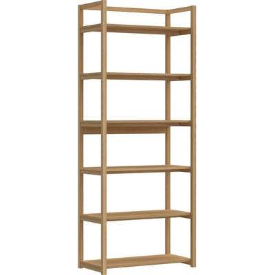 Dřevěná knihovna do obýváku Ludza, 6 polic, přírodní dub, skandinávský styl, Actona, 80 cm