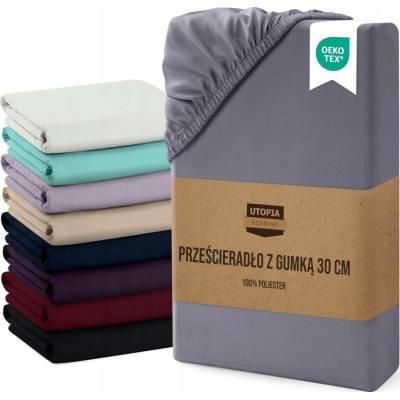 Utopia Bedding Prostěradlo s gumou Mikrovlákno Šedé 180x200