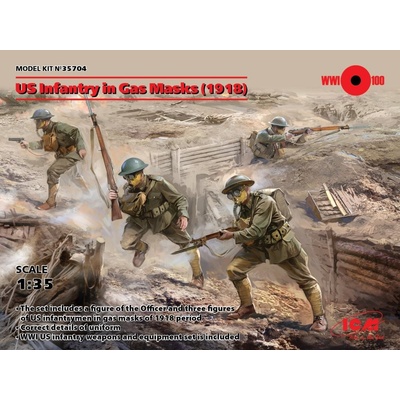 ICM US Infantry in Gas Masks 1918 4 figúrky 1:35