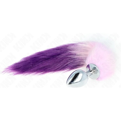 Метален анален плъг с лилава опашка, 10см - Kink Anal Tail Plug (D-240675)