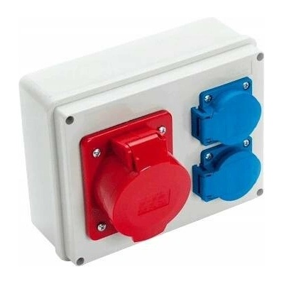 VIPLAST Rozvodnice nástěnná silová stavební s zásuvkami 32A 2x250V IP44