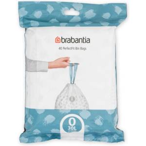 Brabantia Торбички за кош Brabantia PerfectFit FlatBack+/Bo 1006073, Размер O, 30 л, 40 броя, Бял (1006073)