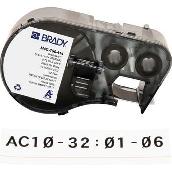 Brady M4C-750-414 / 170729, 19.05 mm x 3.66 m, Полиестер, черен печат / бял фон (170729)