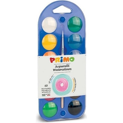 Primo Vodové farby priemer 25mm 12ks + štetec