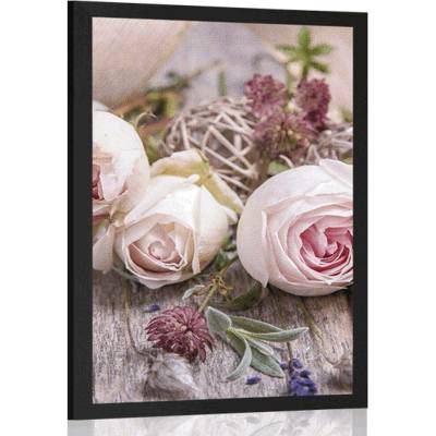 Plakát slavnostní květinová kompozice růží - 20x30 white