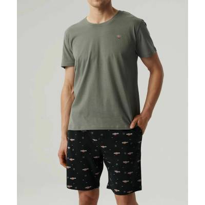 Atlantic pánske pyžamo NMP-384 khaki-čierna