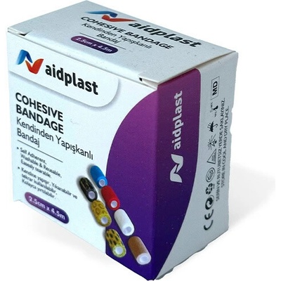 Aidplast Kohezívny obväz, mix 2,5 cm x 4,5 m 1 elastické samofixačné ovínadlo