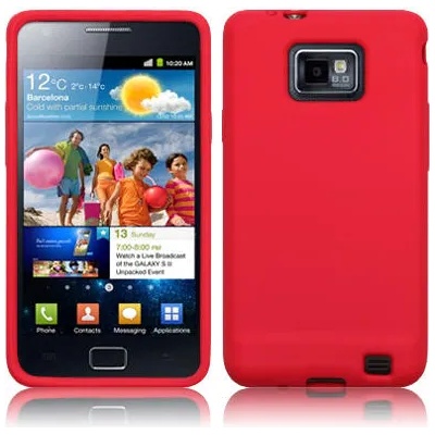 Samsung I9100 Galaxy S II Силиконов Калъф Червен + Протектор