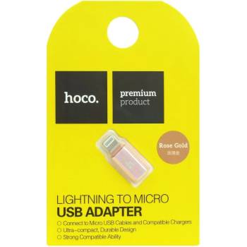 Image 1 of hoco. Адаптер Hoco Micro USB to Lightning - rose gold