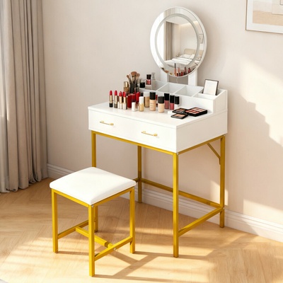 Aga toaletní stolek se zrcadlem a osvětlením matný bílý MRDT24 – Zbozi.Blesk.cz