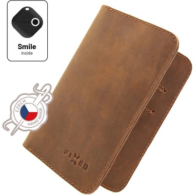 Kožená peněženka FIXED Smile Wallet XL se smart trackerem FIXED Smile Motion, hnědá FIXSM-SWXL-BRW