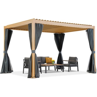 Garden Point Самостоятелна терасна пергола Lagos Premium 3x4 Garden Point woodlike - антрацит (GAP1104)