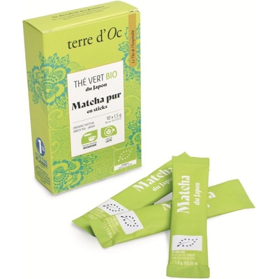 Terre d'Oc Matcha pur en sticks Box 10 pytlíčků matcha čaje, 10 × 1,5 g