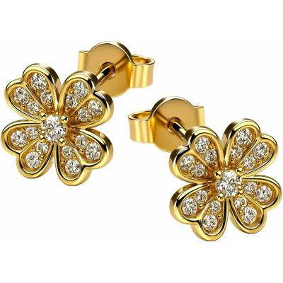 Zlaton Náušnice žluté zlato květina se zirkony 0.8cm 1.45g N10092500743