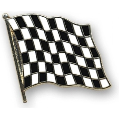 Odznak (pins) 20mm vlajka Racing - černý-bílý
